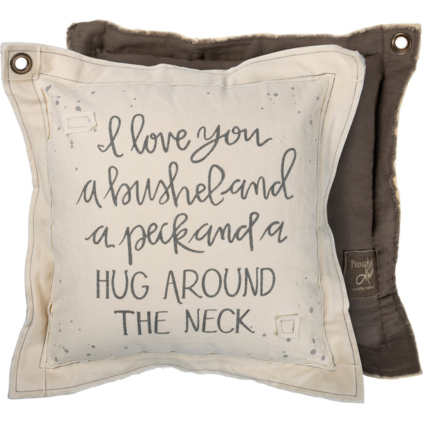 Double Sided I Love You A Bushel & A Peck Decorative Canvas Throw Pillow 18x18 from Primitives by Kathy