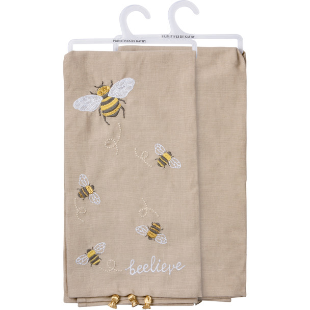 Bumblebee Design Beelieve Cotton Dish Towel 20x26 from Primitives by Kathy