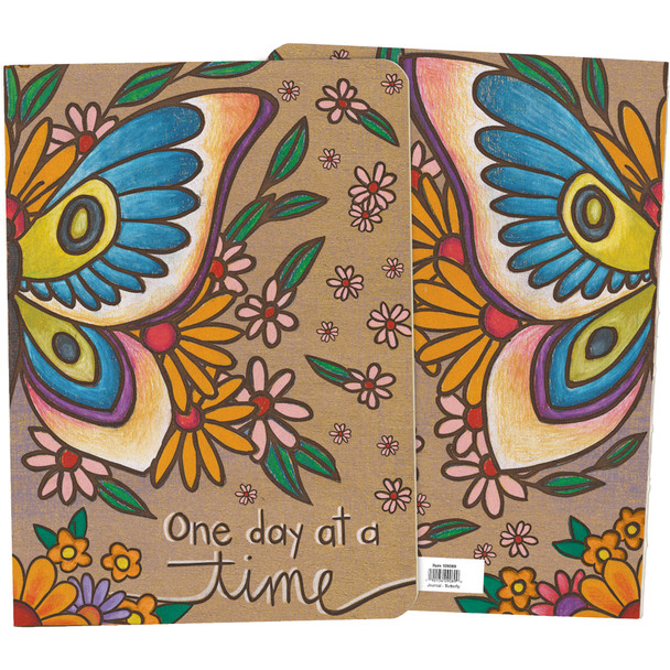 Colorful Butterfly Design One Day At A Time Journal Notebook (160 Lined Pages) from Primitives by Kathy