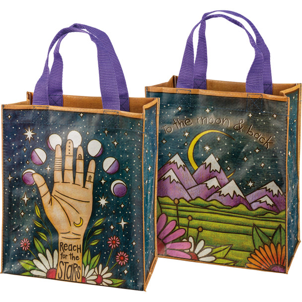 Celestial Reach For The Stars & To The Moon & Back Double Sided Daily Tote Bag from Primitives by Kathy