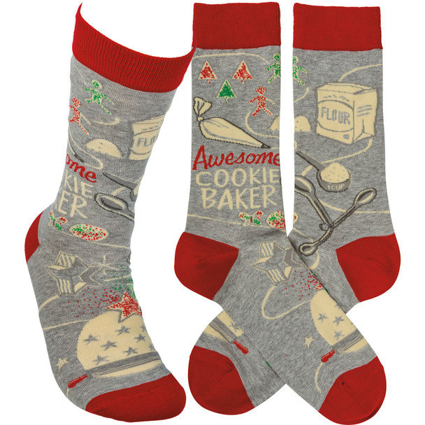 Awesome Cookie Baker Colorfully Printed Cotton Socks from Primitives by Kathy