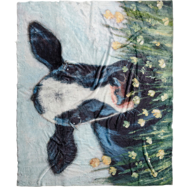 Dairy Cow In Flower Field Plush Flannel Throw Blanket 60x50 from Primitives by Kathy