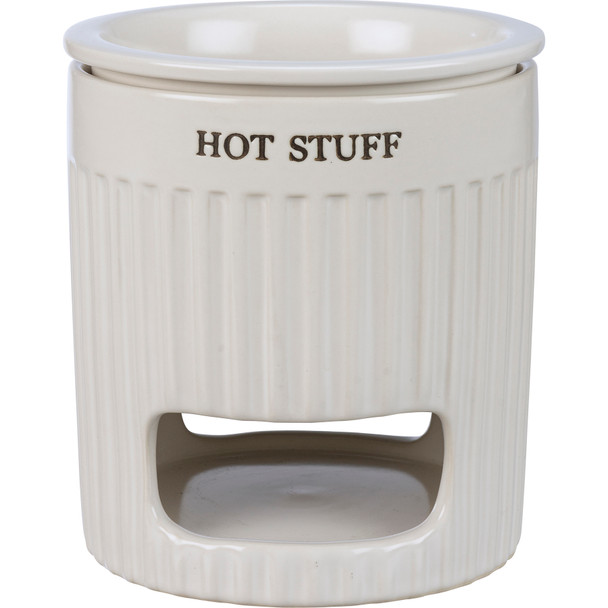 Two Piece Stoneware Dip Warmer -Hot Stuff - 5 Inch Diameter from Primitives by Kathy
