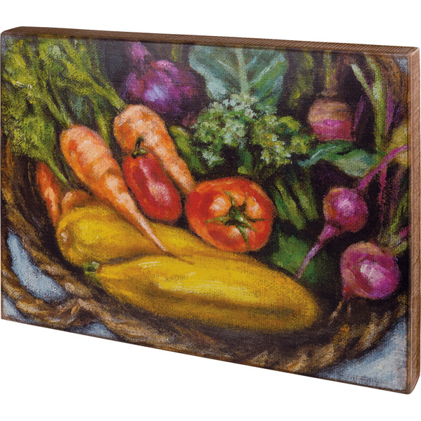 Colorful Garden Veggie Basket Decorative Wooden Box Sign Wall Décor 20 Inch x 15.5 Inch from Primitives by Kathy
