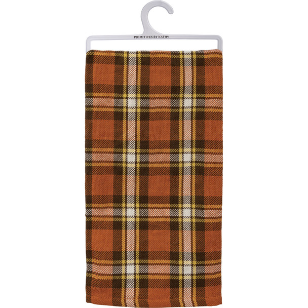 Fall Colors Plaid Design Cotton Kitchen Dish Towel 20x28 from Primitives by Kathy