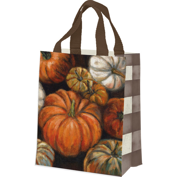 Colorful Pumpkins Collage Double Sided Daily Tote Bag from Primitives by Kathy