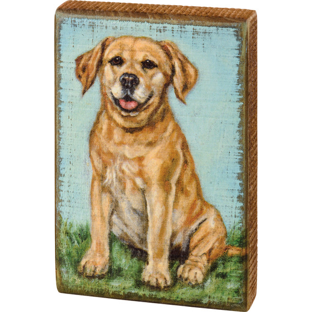 Dog Lover Yellow Lab (Labrador) Decorative Wooden Block Sign 4x6 from Primitives by Kathy