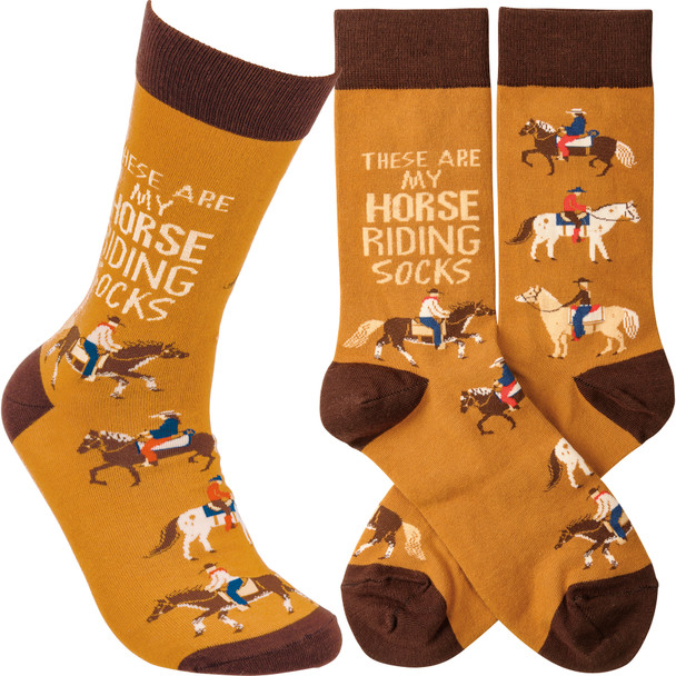 These Are My Horse Riding Socks Colorfully Printed Cotton Socks from Primitives by Kathy