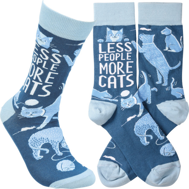 Cat Lover Less People More Cats Colorfully Printed Cotton Socks from Primitives by Kathy