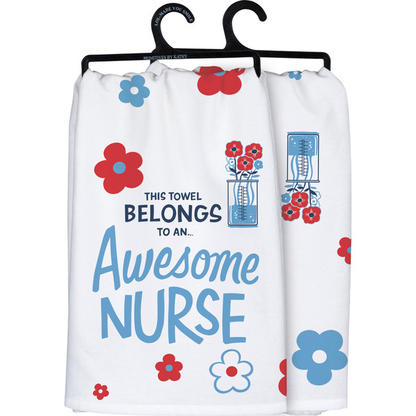 Floral & Beaker Design This Towel Belongs To An Awesome Nurse Cotton Kitchen Dish Towel from Primitives by Kathy