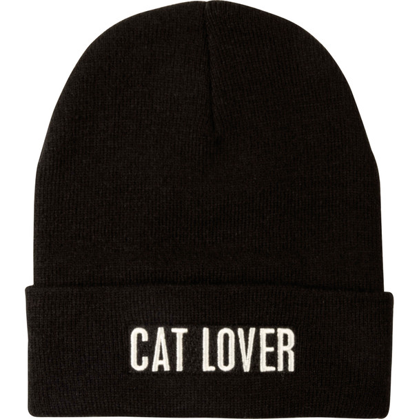 Cat Lover Black Beanie Hat from Primitives by Kathy