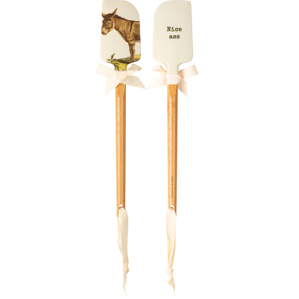 Nice Ass Donkey Print Design Double Sided Silicone Spatula With Wooden Handle 13 Inch from Primitives by Kathy
