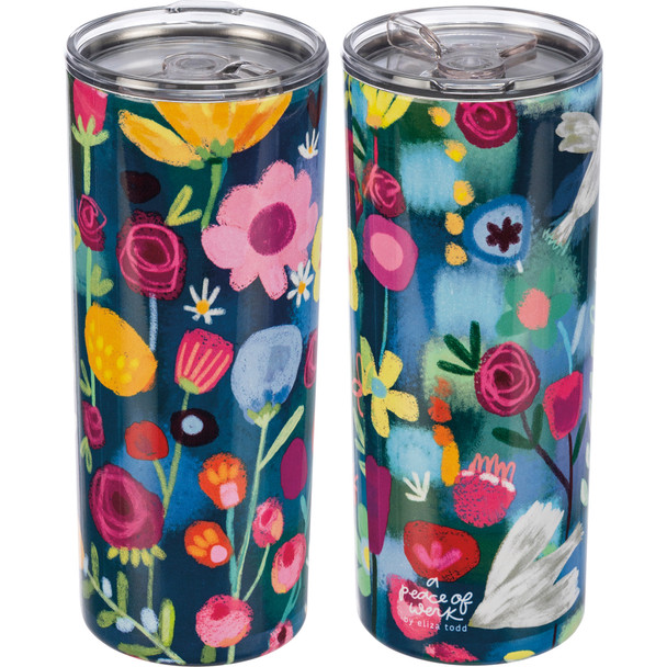 Colorful Floral Design Stainless Steel Coffee Tumbler Thermos With Lid 20 Oz from Primitives by Kathy