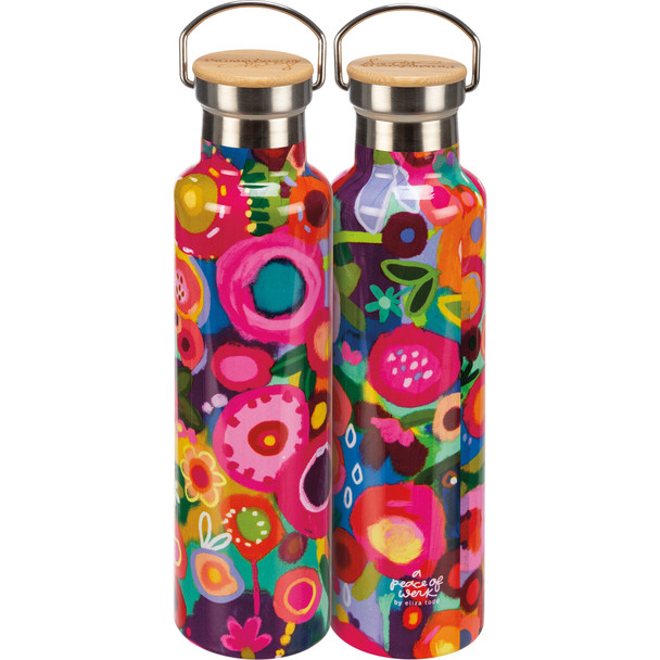 Vibrant Floral Design Insulated Stainless Steel Water Bottle Thermos 25 Oz from Primitives by Kathy