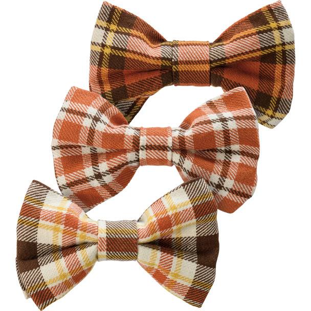 Fall Plaid Colors Design Large Cotton Dog Bow Ties Set of 3 Apparel from Primitives by Kathy