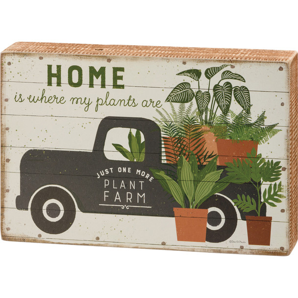Botanical Pickup Truck Home Is Where My Plants Are Decorative Wooden Box Sign 10 Inch from Primitives by Kathy