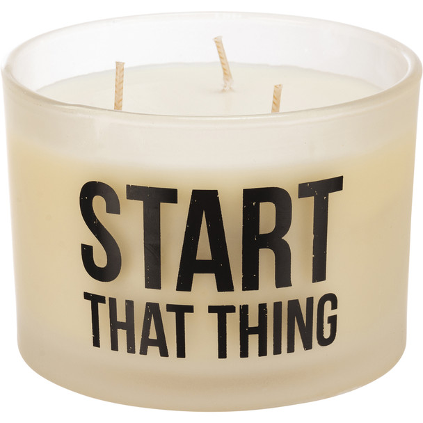 Start That Thing Frosted Glass Jar Candle (Bergamot Scent) 14 Oz from Primitives by Kathy