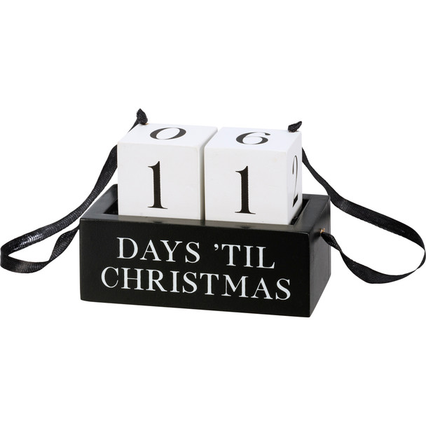 Days 'Til Christmas Advent Black & White Block Countdown Sign from Primitives by Kathy