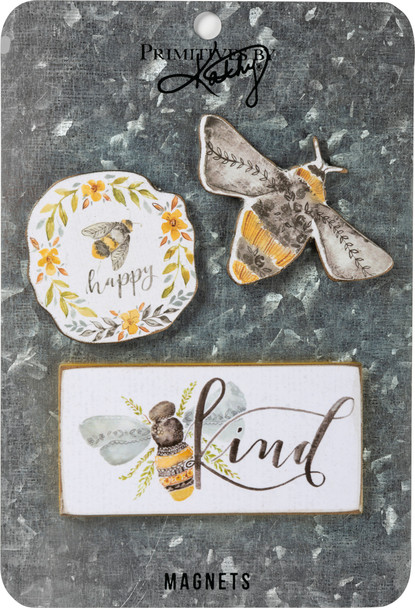 Bumblebee Bee Happy Bee Kind Refrigerator Magnet Set (Set of 3) from Primitives by Kathy