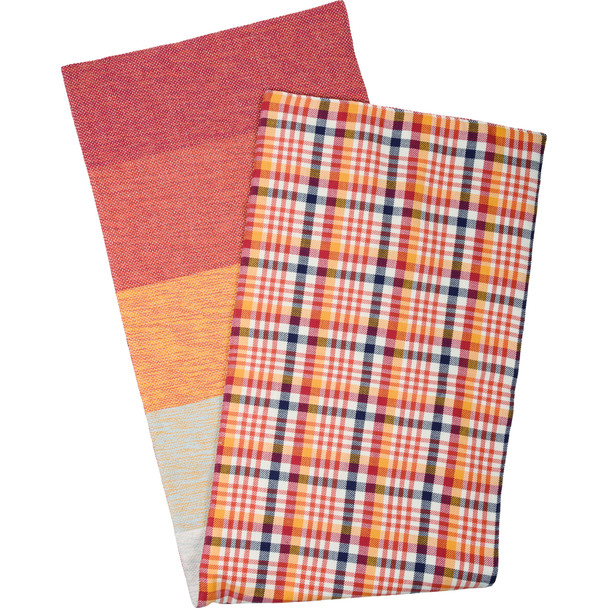 Multicolored Orange Plaid Design Cotton Table Runner Cloth 56x15 from Primitives by Kathy