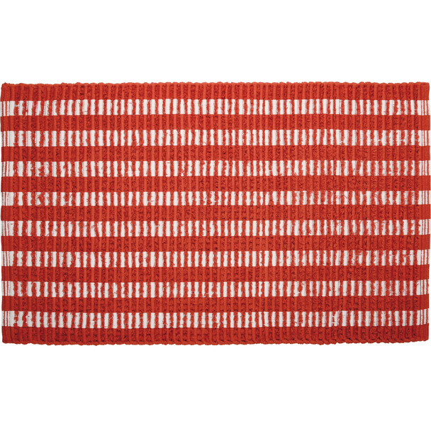 Orange & White Striped Decorative Woven Cotton Area Rug 34x20  from Primitives by Kathy