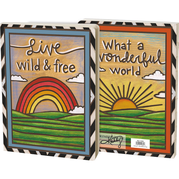 Woodburn Art Design Sun & Rainbow Live Wild & Free Double Sided Journal Notebook from Primitives by Kathy