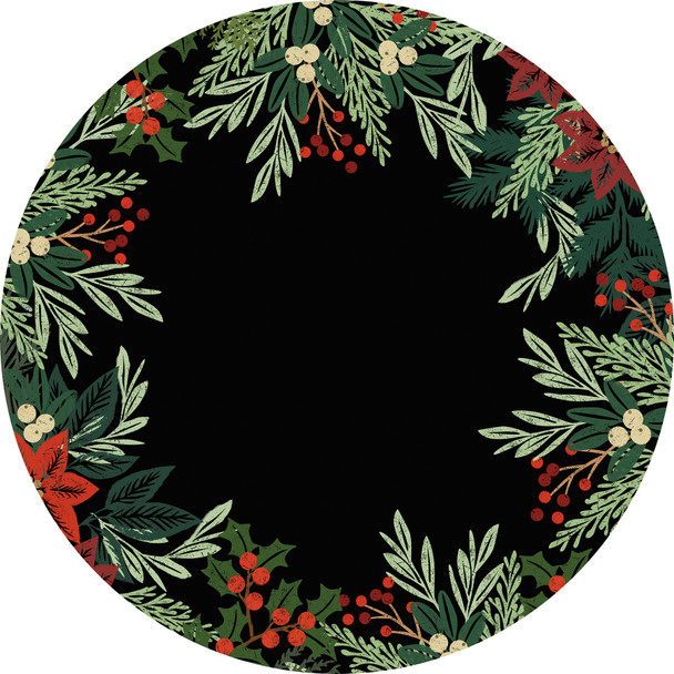 Pack of 24 Single Use Round Paper Placemats - Christmas Greenery - 16 Inch Diameter from Primitives by Kathy