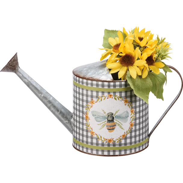 Watercolor Bumblebee Design Double Sided Galvanized Metal Watering Can from Primitives by Kathy