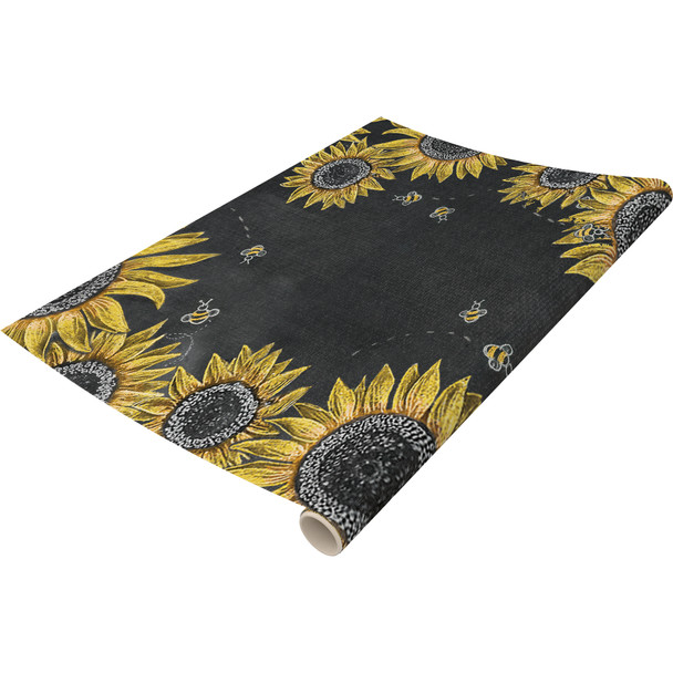 Decorative Disposable Paper Table Runner - Chalk Art Sunflower Print Design - 30 Ft x 20 In from Primitives by Kathy