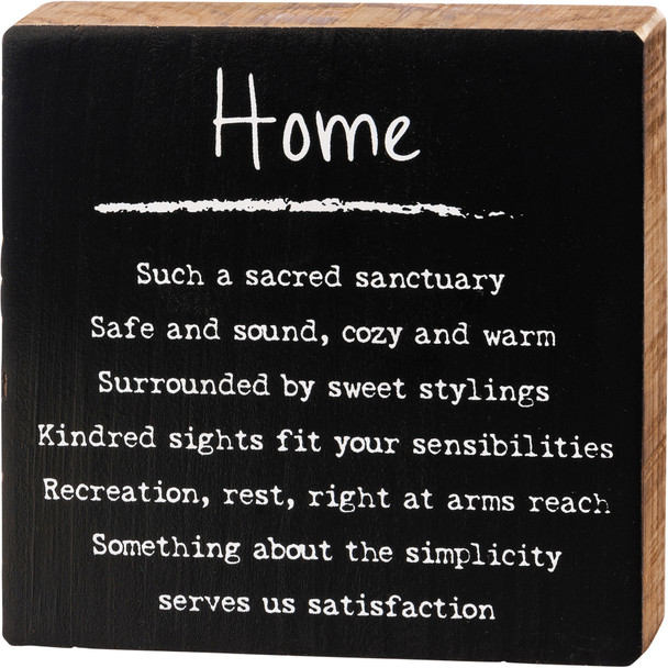 Home Themed Sentiments Poem Decorative Wooden Block Sign Décor 4x4 from Primitives by Kathy