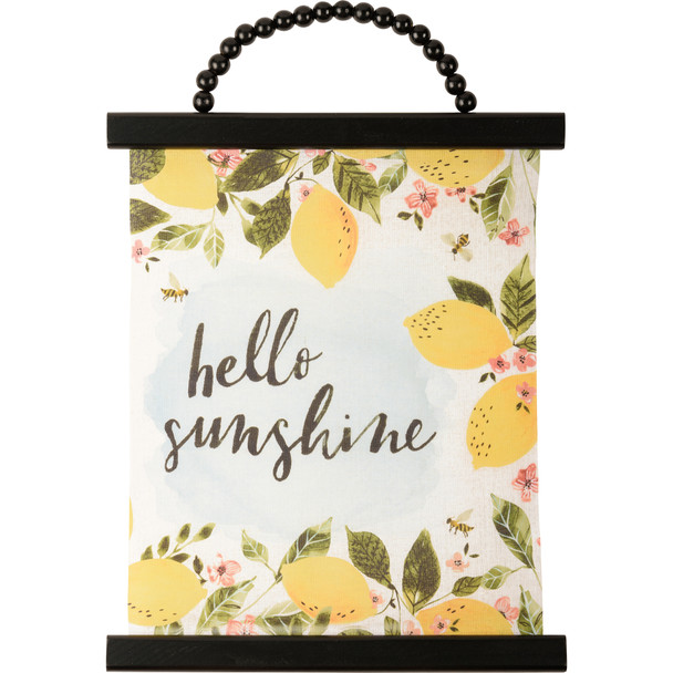 Hanging Canvas Wall Art Decor - Watercolor Floral Lemon Design Hello Sunshine 12 Inch x 15 Inch from Primitives by Kathy