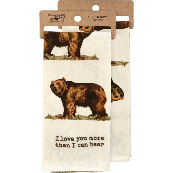 I Love You More Than I Can Bear Vintage Style Embroidered Cotton Linen Kitchen Dish Towel from Primitives by Kathy