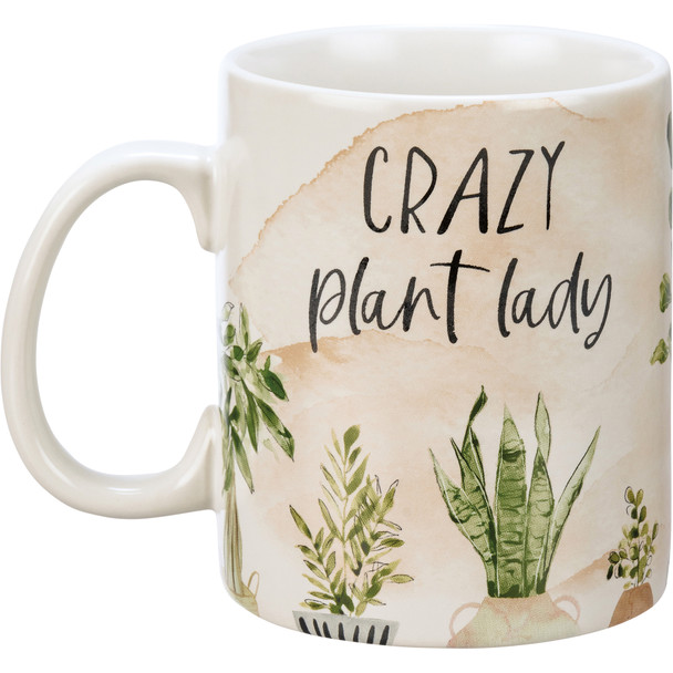 Large Double Sided Crazy Plant Lady Stoneware Coffee Mug 20 Oz from Primitives by Kathy