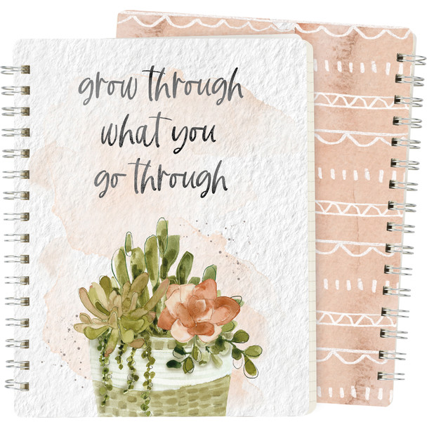 Spiral Notebook - Grow Through What You Go Through Potted Plant Design (120 Lined Pages) from Primitives by Kathy
