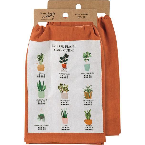 Graphical Indoor Plant Care Guide Cotton Kitchen Dish Towel 28x28 from Primitives by Kathy
