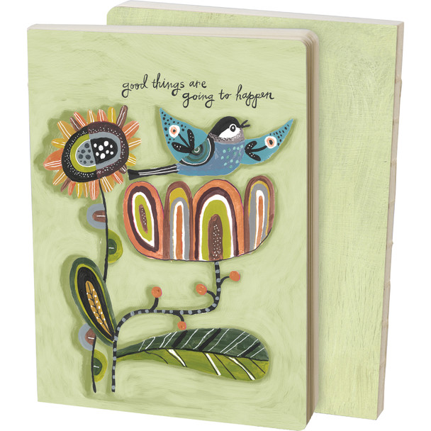 Folkart Floral & Bird Good Things Are Going To Happen Journal Notebook (160 Pages) from Primitives by Kathy