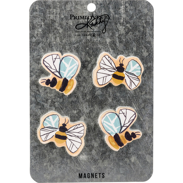 Whimsical Bumblebee Shaped Refrigerator Magnet Set of 4 from Primitives by Kathy