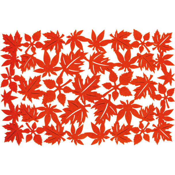 Felt Table Placemat - Dark Orange Leaves Print Design 17.5 Inch x 11.5 Inch from Primitives by Kathy