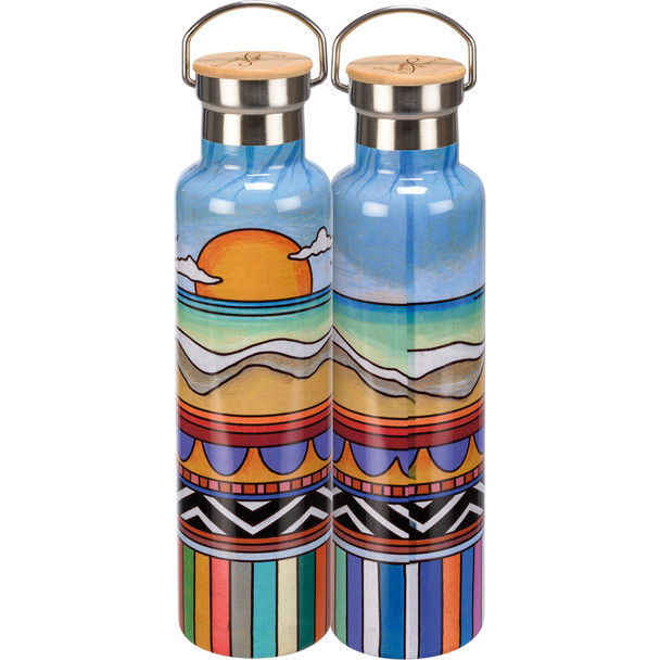 Woodburn Art Beach & Sunset Insulated Stainless Steel Water Bottle Thermos 25 Oz from Primitives by Kathy