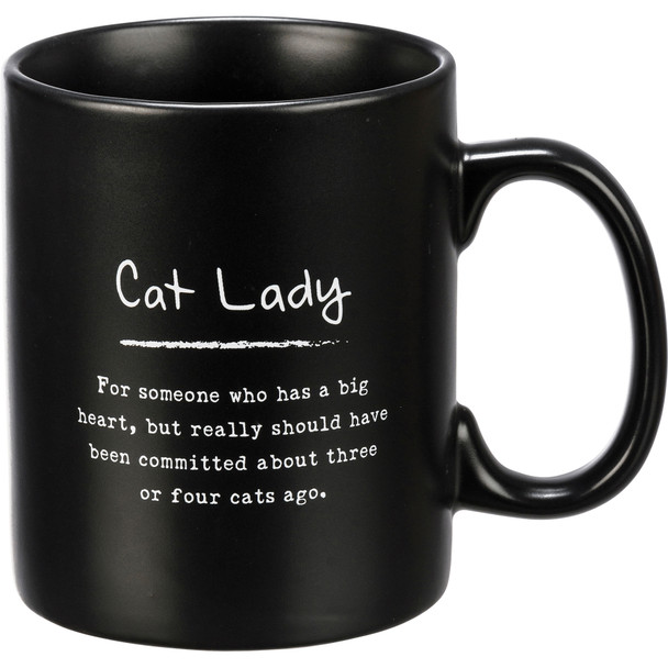 Cat Lady Sentiments Poem Matte Black Stoneware Coffee Mug 20 Oz from Primitives by Kathy