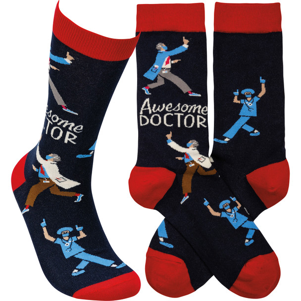 Awesome Doctor Colorfully Printed Cotton Socks from Primitives by Kathy