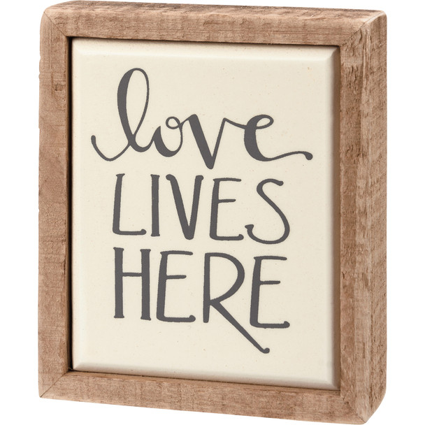 Love Lives Here Decorative Wooden Box Sign 3.5 Inch from Primitives by Kathy