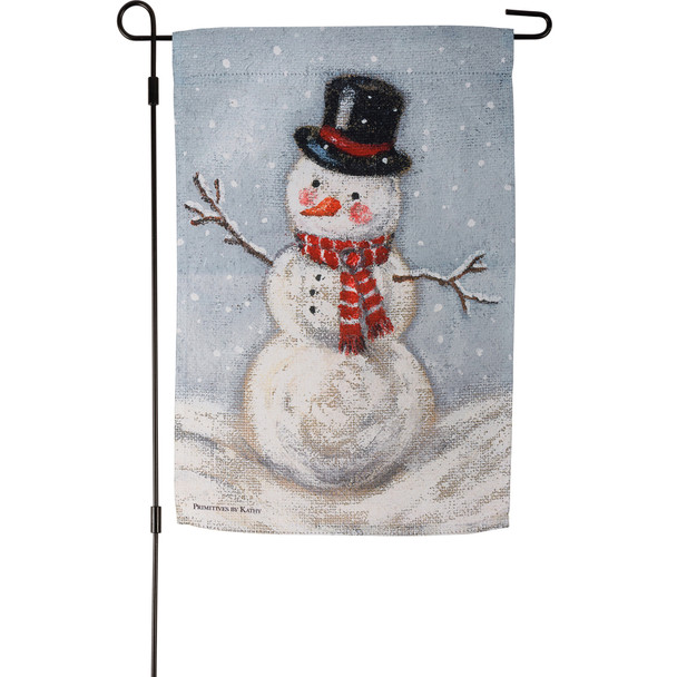 Decorative Double Sided Garden Flag - Snowman In Top Hat With Scarf - 12x18 from Primitives by Kathy