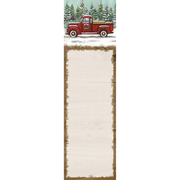 Snowy Pines Red Pickup Truck & Wreath Magnetic Paper List Notepad (60 Pages) from Primitives by Kathy