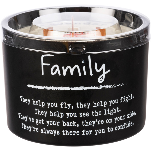 Family Sentiments Poem Matte Black Glass Jar Candle (Lavender Scent) 14 Oz from Primitives by Kathy