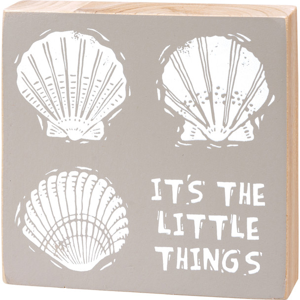 Seashell Design It's The Little Things Decorative Wooden Block Sign Décor 4x4 from Primitives by Kathy