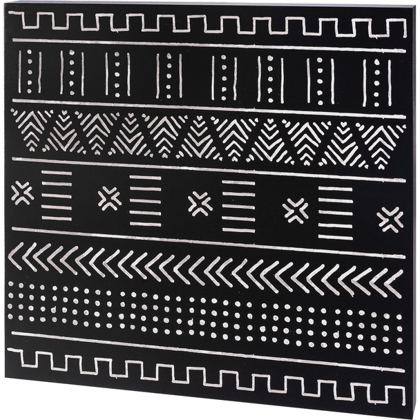 Black & White Geometric Debossed Artisinal Design Decorative Wall Décor Sign 20x20 from Primitives by Kathy