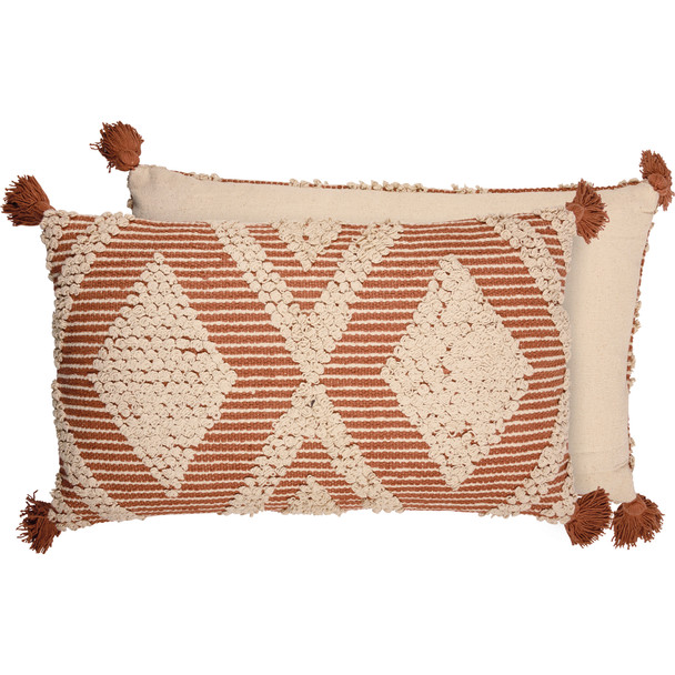 Bohemian Style Cream Diamonds Double Sided Decorative Cotton Throw Pillow 25x15 from Primitives by Kathy