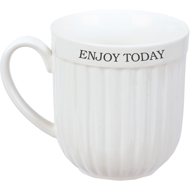 Enjoy Today Oversized White Stoneware Mug 27 Oz from Primitives by Kathy