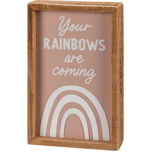 Your Rainbows Are Coming Decorative Wooden Box Sign Décor 5x8 from Primitives by Kathy